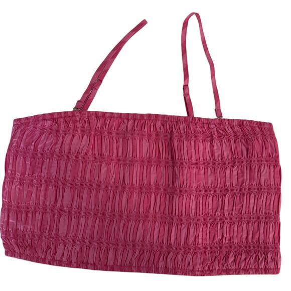 A NEW DAY NWT $20 Hot Pink Striped Smocked Slim Fit Tiny Cropped Tank Top - Picture 4 of 8